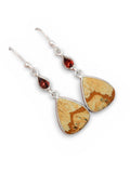 Picture Jasper & Garnet Solid 925 Sterling Silver Earrings