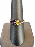 Citrine & Amethyst Solid 925 Sterling Silver Ring 8.5