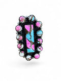 Kingman Cotton Candy Turquoise Solid 925 Sterling Silver Ring ADJ