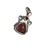 Pink Topaz & Garnet Solid 925 Sterling Silver Pendant