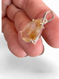 Gold Rutilated Quartz Solid 925 Sterling Silver Pendant