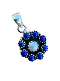 Blue Lapis & Pearl Solid 925 Sterling Silver Pendant