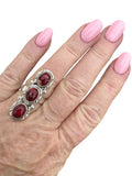 Kingman Red Rose Dahlia Solid 925 Sterling Silver Ring 6