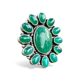 FLOWER Green Onyx Solid 925 Sterling Silver Ring 9