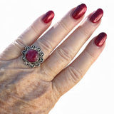 FLOWER Ruby Solid 925 Sterling Silver Ring 6