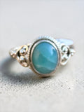 Caribbean Larimar Solid 925 Sterling Silver Ring 10.5