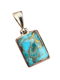 Kingman Blue Copper Turquoise Solid 925 Sterling Silver Pendant