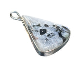 Rainbow Moonstone & Black Tourmaline Solid 925 Sterling Silver Pendant