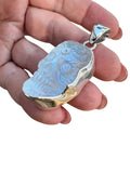 Sugar Skull Luminite Solid 925 Sterling Silver Pendant Handmade Taxco Mexico