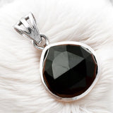 Faceted Black Onyx Solid 925 Sterling Silver Pendant