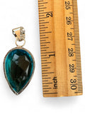 Synthetic Blue Topaz Silver Overlay Pendant