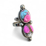 Kingman Cotton Candy Turquoise Solid 925 Sterling Silver Ring 6