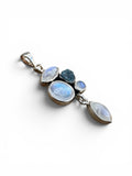 Rainbow Moonstone & Apatite Solid 925 Sterling Silver Pendant