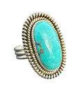 Kingman Turquoise Solid 925 Sterling Silver Ring 10