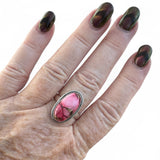 Kingman Red Rose Dahlia Solid 925 Sterling Silver Ring 9.5