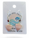 Pink Opal & Garnet Solid 925 Sterling Silver Earrings