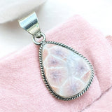 Natrolite Pink Larimar Solid 925 Sterling Silver Pendant
