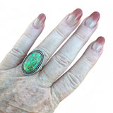 Kingman Green Mojave Turquoise Solid 925 Sterling Silver Ring 8
