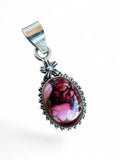 Kingman Red Rose Dahlia Solid 925 Sterling Silver Pendant