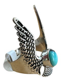 Kingman Turquoise EAGLE Solid 925 Sterling Silver Ring 6
