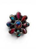 Flower Kingman Pink Dahlia Solid 925 Sterling Silver Ring ADJ
