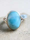 Caribbean Larimar Solid 925 Sterling Silver Ring 6.5