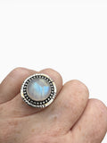 Rainbow Moonstone Solid 925 Sterling Silver Ring 6