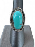 Kingman Turquoise Solid 925 Sterling Silver Ring 7