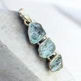 Rough Aquamarine Solid 925 Sterling Silver Pendant