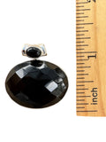 Faceted Black Onyx Solid 925 Sterling Silver Pendant