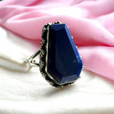 Blue Lapis Solid 925 Sterling Silver Ring 7.5