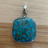 Kingman Turquoise Solid 925 Sterling Silver Pendant