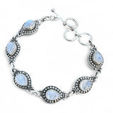 Rainbow Moonstone Solid 925 Sterling Silver Bracelet