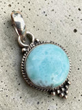 Caribbean Larimar Solid 925 Sterling Silver Pendant