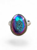 Titanium Aura Druzy Solid 925 Sterling Silver Ring 6