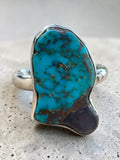 Number 8 Turquoise Solid 925 Sterling Silver Ring 9