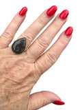 Pyrite in Agate Solid 925 Sterling Silver Ring 8