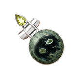 Star Galaxy & Peridot Solid 925 Sterling Silver Pendant