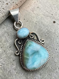 Caribbean Larimar Solid 925 Sterling Silver Pendant
