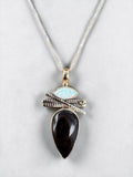 Opal & Hypersthene Solid 925 Sterling Silver Pendant with chain