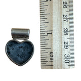 HEART Larvikite & Garnet & Solid 925 Sterling Silver Pendant