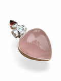 Rose Quartz & Garnet Solid 925 Sterling Silver Pendant