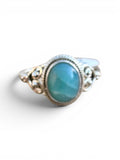 Caribbean Larimar Solid 925 Sterling Silver Ring 10.5