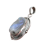Rough Rainbow Moonstone Solid 925 Sterling Silver Pendant