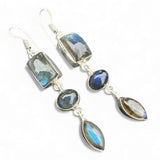 Labradorite Solid 925 Sterling Silver Earrings