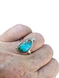 Kingman Blue Ice Dahlia Solid 925 Sterling Silver Ring 6