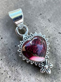 Heart Kingman Red Rose Dahlia Solid 925 Sterling Silver Pendant
