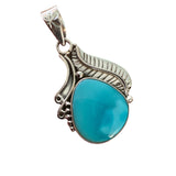 Fox Mine Turquoise Solid 925 Sterling Silver Pendant
