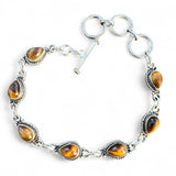 Tiger Eye Solid 925 Sterling Silver Bracelet