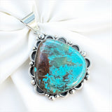 Chrysocolla Solid 925 Sterling Silver Pendant